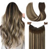 Picture of DOORES Wire Hair Extensions, Balayage Chocolate Brown to Honey Blonde 22 Inch 120g, Hair Extensions Wire Hair Natural Hair Extensions with Secret Fish Line Straight