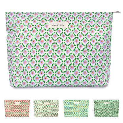 Picture of STARDW Flower Cosmetic Bags Makeup Bags for Women and Girls,Travel Makeup Bag Large Capacity Canvas Makeup Bag,Makeup Organizer Bag Zipper Pouch (Purple Flora)