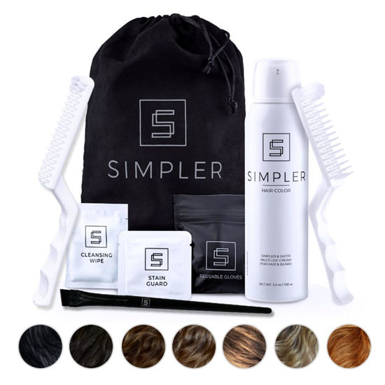 Picture of Simpler Hair Color Natural Black Mustache and Beard Upgraded Brush Kit with 3 Brushes Included for Precision Application - Gentler, Ammonia Free Beard Dye for Men w/Aloe Vera, Avocado Oil & More.
