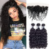 Picture of Amella Hair 8A Brazilian Hair Bundles with Frontal 18" 20" 22"+16"Frontal Brazilian Kinky Curly 3 Bundles with Free Part Lace Frontal 100% Unprocessed Virgin Brazilian Hair