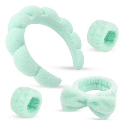 Picture of ATROCH Spa Headband & Wristband Set，Makeup & Skincare Headbands for Washing Face，Face Wash Head band for Women，Cute Hair Band for Girls 4 Pcs
