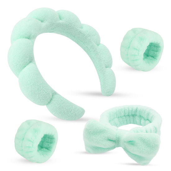 Picture of ATROCH Spa Headband & Wristband Set，Makeup & Skincare Headbands for Washing Face，Face Wash Head band for Women，Cute Hair Band for Girls 4 Pcs