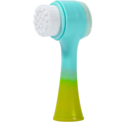 Picture of Beomeen Face Brush 2 in 1, Silicone Facial Cleansing Exfoliating Brush Soft Bristles Pore Deep Cleansing Manual Dual Face Wash Scrub Brush For Massaging, Makeup Skincare Removal, Gradient Blue