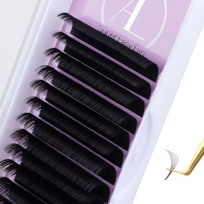 Picture of ALLOVE Eyelash Extension Cashmere Super Easy Fan Volume Lash Extensions 0.03mm D Curl 16mm Rapid Blooming Volume Lashes Self Fanning Lash Extension Supplies