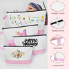 Picture of Sinzip 10 Pieces Cotton Canvas Makeup Bag with Bottom and Strap, Multi-Purpose Cosmetic Bag with Zipper Travel Toiletry Pouch, Blank DIY Craft Bag (White&Pink, L)