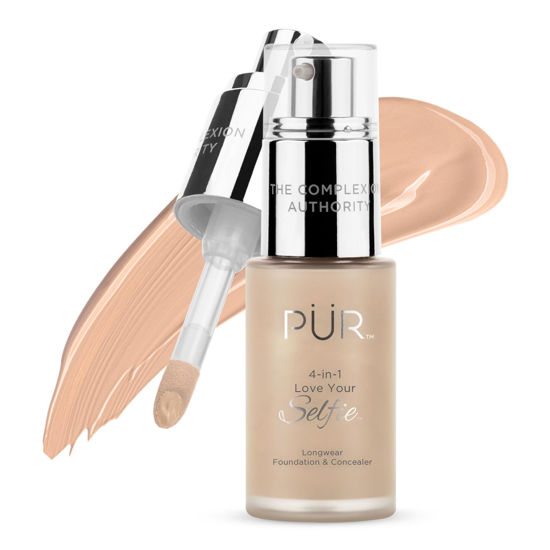 Picture of PÜR MINERALS 4-in-1 Love Your Selfie Longwear Foundation & Concealer, Full Coverage Liquid Foundation, Hydrating Formula, Cruelty Free