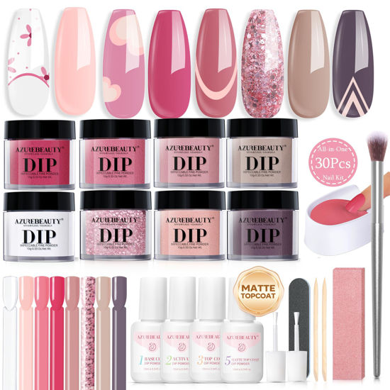 Picture of AZUREBEAUTY Dip Powder Nail Kit Starter Pink Blue Palette Acrylic Dipping Powder System