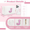 Picture of Small Initial Patch Makeup Bag Personalized Gifts Make Up Bag,White Cute PU Leather Glitter Letter Cosmetic Bag with Zipper,Trendy Portable Travel Toiletry Pouch,Preppy Stuff for Teen Girls Women J
