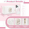 Picture of Small Initial Patch Makeup Bag Personalized Gifts Make Up Bag,White Cute PU Leather Glitter Letter Cosmetic Bag with Zipper,Trendy Portable Travel Toiletry Pouch,Preppy Stuff for Teen Girls Women G