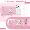 Picture of Small Personalized Initial A-Z Patch Makeup Bag,Pink Cute PU Leather Glitter Letter Cosmetic Bag for Teen Girls,Travel Toiletry Bag with Zipper,Preppy Monogrammed Birthday Gift for Daughter Niece Z