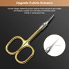 Picture of CGBE Cuticle Scissors Extra Fine Curved Blade, Super Slim Manicure Scissors for Cuticles Professional Small Scissors with Precise Pointed Tip Grooming Blades, Eyebrow, Eyelash, and Dry Skin - Gold
