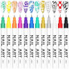 Picture of 12 Color 3D Nail Art Pens Set, Kalolary Nail Polish Pens Nail Point Graffiti Dotting Pen Drawing Painting Liner Brush for DIY Nail Art Beauty Adorn Manicure Tools（G)