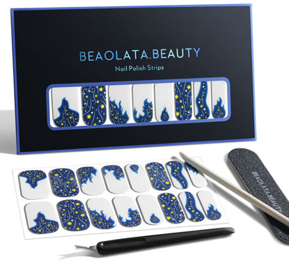 Picture of BEAOLATA Nail Polish Strips, 32 Nail Wraps, Nail Stickers, Gel Nail Strips, Easy Apply& Remove, Long Lasting, Safe for Nails, Salon Quality (Midnight Flame ）