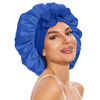 Picture of Silk Bonnet for Sleeping Women, Silk Hair Bonnet for Sleeping, Silk Hair Wrap for Sleeping Women, Satin Bonnet with Tie Band Blue