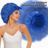 Picture of Silk Bonnet for Sleeping Women, Silk Hair Bonnet for Sleeping, Silk Hair Wrap for Sleeping Women, Satin Bonnet with Tie Band Blue
