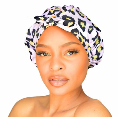 Picture of GRACE & COMPANY Luxury Shower Cap For Women - 100% Waterproof, Reusable, Washable & Breathable Shower Caps - Lucie