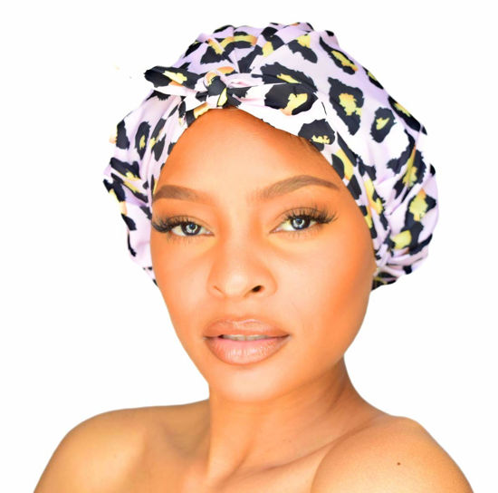 Picture of GRACE & COMPANY Luxury Shower Cap For Women - 100% Waterproof, Reusable, Washable & Breathable Shower Caps - Lucie