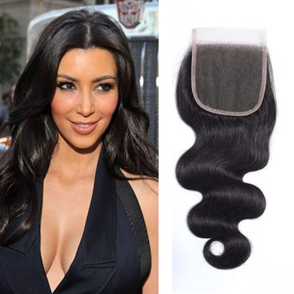 Picture of Selina Lace Closure 10 Inch Brazilian Body Wave Closure Free Part Lace Closure 4X4 Unprocessed Human Hair Natural Black Color Virgin Human Hair (10’’Body, Free part)