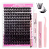 Picture of FADLASH DIY Lash Extension Kit Individual Lashes Cluster D Curl Eyelash Extension Kit D Curl Lash Clusters Lash Applicator Tool for Self Application at Home(KIT 100D-D-12-18mm)