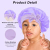 Picture of 3Pcs Kids Silk Satin Bonnet for Sleeping - Baby Hair Sleep Bonnet,Kids Bonnets for Girls Toddler Child with Wide Elastic Tie Band,Sleep Cap Night Hair Hats for Curly Natural Hair(Purple+Blue+Gold)