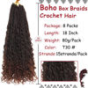 Picture of Beverlee 18 Inch 8 Packs Boho Box Braids Goddess Box Braids Crochet Hair Bohemian Hippie Braids Braiding Hair Box Braids with Curly Ends Messy Pre-looped Synthetic Crochet Hair for Women T30#