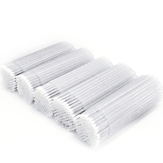 Picture of ZYIGYI 500 Pcs Disposable Micro Applicator Brush for Eyelash Extension, Microswabs Lips Mascara Wands White