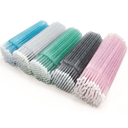 Picture of ZYIGYI 500 Pcs Disposable Micro Applicator Brush for Eyelash Extension, Micro Cotton Swabs, Lips Mascara Wands 5 Color