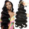 Picture of QTHAIR 14A Unprocessed Brazilian Body Wave Hair Weave 26" 24" 22" 300g Natual Color Brazilian Human Hair Body Wave Hair Bundles Extensions Body Wave Human Hair Weft