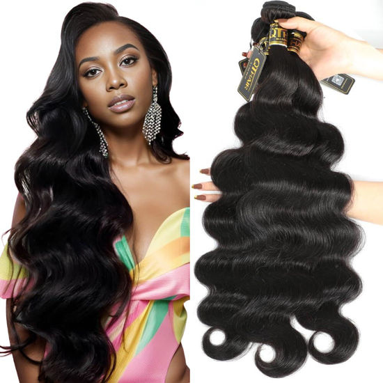 Picture of QTHAIR 14A Unprocessed Brazilian Body Wave Hair Weave 26" 24" 22" 300g Natual Color Brazilian Human Hair Body Wave Hair Bundles Extensions Body Wave Human Hair Weft