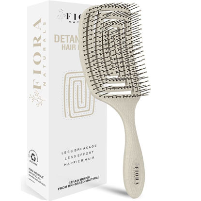 Picture of Fiora Naturals Hair Detangler Brush for women - Anti Static Paddle Brush for long hair w/soft Bristles- Glide Through Tangles with Ease - Detangling Brush for Curly, Thick, Fine - Wet or Dry Hair