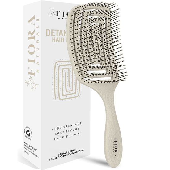 Picture of Fiora Naturals Hair Detangler Brush for women - Anti Static Paddle Brush for long hair w/soft Bristles- Glide Through Tangles with Ease - Detangling Brush for Curly, Thick, Fine - Wet or Dry Hair