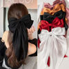 Picture of Premium Black Satin Hair Bows and Clips Set for Women & Girls - 5 PCS Bow-knot Hair Clips, Big Bows Claw Clips, Non-Slip Clips for Thick and Thin Hair
