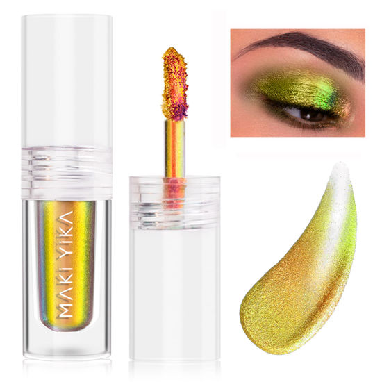 Picture of MAKI YIKA Liquid Eyeshadow Chameleon Metallic Eyeshadow Color Shifting Highly Pigmented Long Lasting With No Creasing Multichrome Eye Topper Glitters (#4 Sunrise)