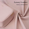 Picture of Pocmimut Makeup Bag,PU Leather Make Up Bag Cosmetic Bag,Large Makeup Bag with Brush Holder for Women(Pink)