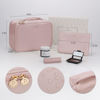 Picture of Pocmimut Makeup Bag,PU Leather Make Up Bag Cosmetic Bag,Large Makeup Bag with Brush Holder for Women(Pink)