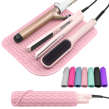 Picture of Suafrnut Plus Size Silicone Heat Resistant Mat, Portable Travel Hot Tools Pad Cover for Curling Iron, Flat Iron, Hair Straightener and Other Hair Styling Tools(12.0" x 9.0")