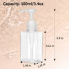 Picture of 100ml (3.4oz) Pump Bottle Dispenser Jansburg 2 Pack Refillable Flat Square Plastic Lotion Dispenser Leakproof Empty Lotion Pump Bottle for Essential Oil Soap Lotion Shampoo Clear