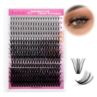 Picture of Individual Lashes 300pcs 20D+40D+50D Mixed Lash Clusters D Curl Cluster Lashes Natural Look Lash Clusters Extensions Cluster Lashes DIY Eyelash Extension Supplies (20D/40D/50D-0.07D, 10-18mm)