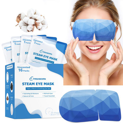 Picture of FRSHMORN 16 Packs Steam Eye Mask, Heated Eye Mask for Sleeping, Warm Compress for Eyes, Self Heating Disposal Eye Mask Comfortable Sleep Mask for Home, Office, Spa, Travel Essentials (Unscented)