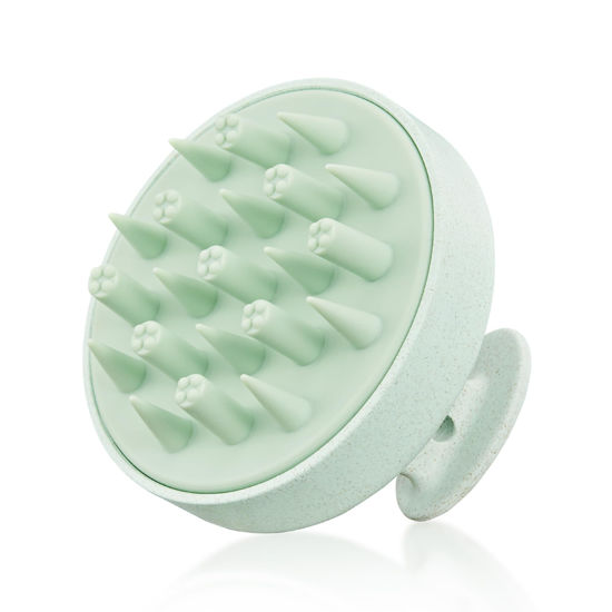 Picture of HEETA Hair Scalp Massager for Hair Growth, Shampoo Brush, Scalp Exfoliator with Soft Silicone Bristles, Scalp Scrubber for Dandruff Removal to Relieve Stress, Wet Dry Hair, Updated Material, Green
