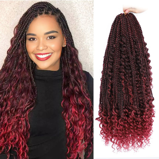 Picture of Yewell Goddess Box Braids Crochet Hair 24 Inch Boho Crochet Box Braids, 9 Packs Boho Box Braids Crochet Hair For Black Women Pre Looped Box Braids Crochet Hair (24Inch 9 Packs,TBUG)