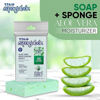 Picture of T.Taio Esponjabon Aloe Vera Soap Sponge - Gentle Shower Scrubber with Mini Mother of Pearl - Cleaning Bath Wash Scrub - Dirt & Oil Removal - Massage & Lather Foot, & Face - Fresh Aloe Vera Scent