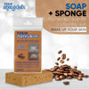 Picture of T.Taio Coffee Esponjabon Soap Sponge - Gentle Shower Scrubber - Cleaning Bath Wash Scrub - Dirt & Oil Removal - Massage & Lather Foot, Elbow, & Face Bathroom Accessories Fresh Nacre Scent