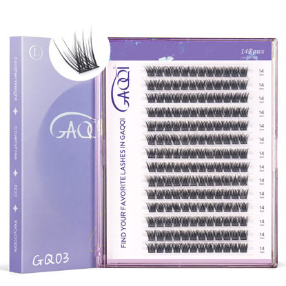 Picture of GAQQI Lash Clusters, GQ03 False Eyelashes DIY Lash Extensions D Curl 168PCS Cluster Lashes 14MM, Wispy and Natural Look (GQ03,14mm,D Curl)