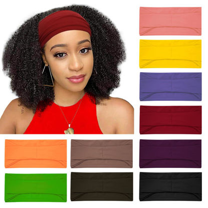 Picture of RITOPER 10 Pack Wide Headbands, Workout Yoga Running Boho Hair Wraps, Non-Slip Thick Sweat Bands for Active Women