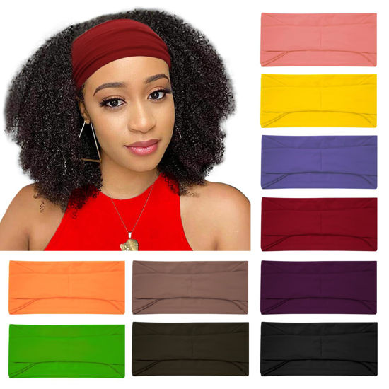 Picture of RITOPER 10 Pack Wide Headbands, Workout Yoga Running Boho Hair Wraps, Non-Slip Thick Sweat Bands for Active Women