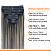 Picture of FB27 Balayage Clip In Hair Extensions Real Human Hair Straight Ombre Clip In Black to Blonde Human Hair Extensions Highlight Clip ins Remy Hair for Women 8Pcs with 18Clips Lace Weft 120g 18inch