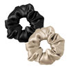 Picture of LILYSILK Silk Hair Scrunchies/Ties for Frizz & Breakage Prevention, 100% Mulberry, No Damage, Elastic ponytail Holders, 2Pc, Black&Light Coffee