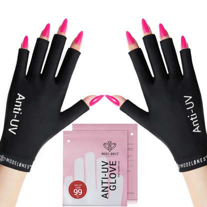 Picture of modelones UV Gloves for Gel Manicures, Professional UPF99+ UV Protection Gloves for Nails, Fingerless UV Light Gloves for Women, Anti UV Gloves for Gel Nail Lamp, Protect Your Skin from UV Harm