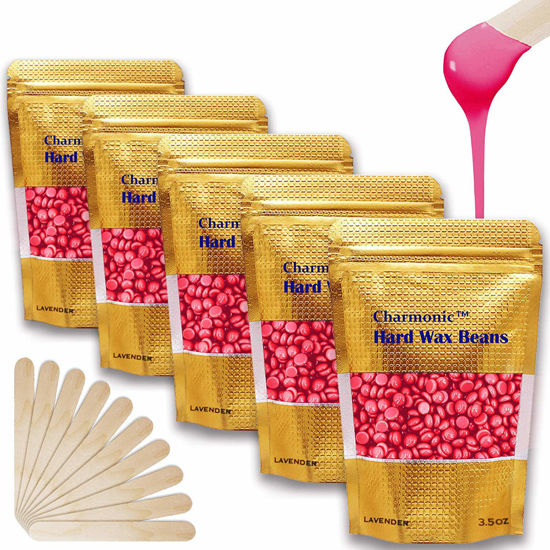 Picture of Charmonic Depilatory Wax, 17.5 Oz Hard Body Wax Beans for Women Men, Hair Removal European Beads 500g/1.1 lb (rose)